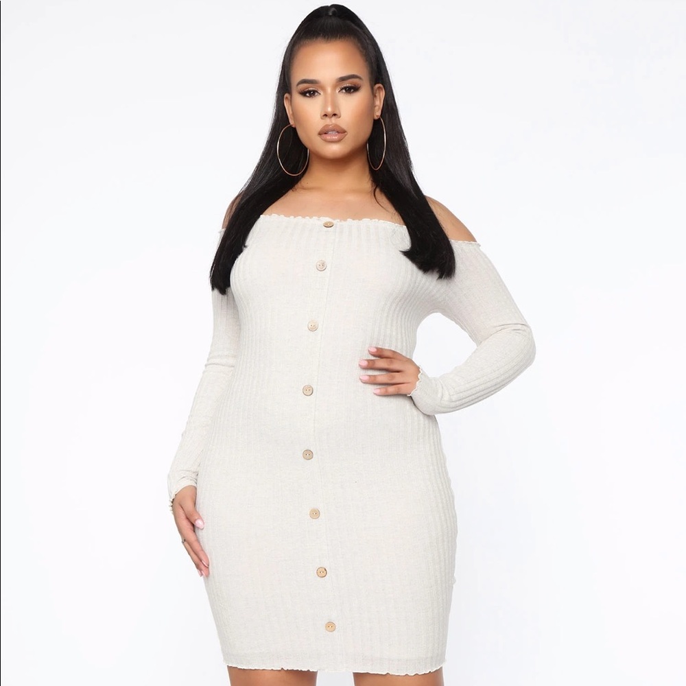 Cream Off The Shoulder Dress